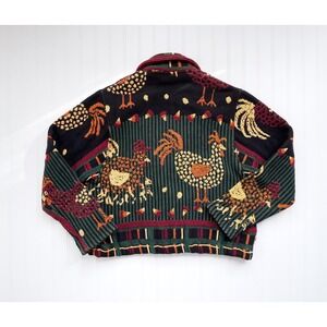 vtg Painted Pony chicken rooster woven tapestry jacket coat
